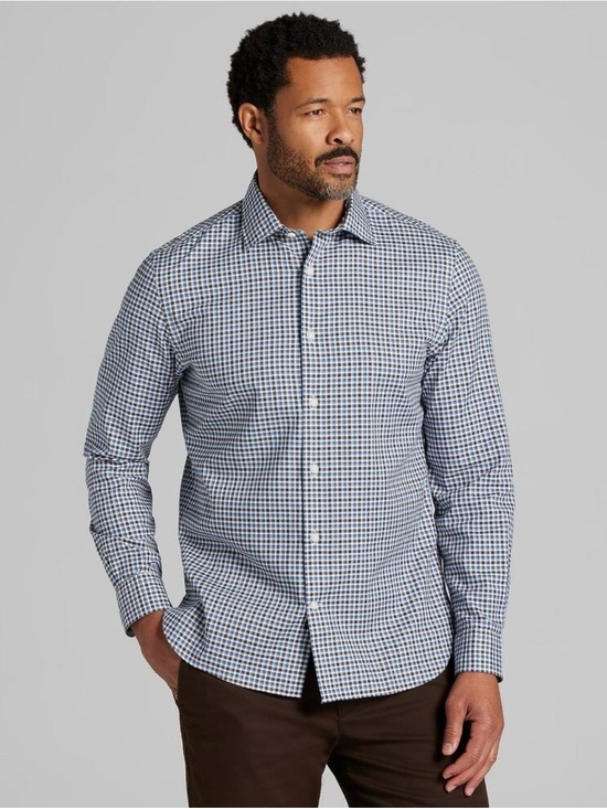 Joseph Abboud Other - Joseph Abboud Men’s Egyptian Cotton, Button Down, Blue/Brown Checkered, 16 32/33